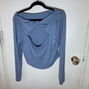 Lululemon Modal Silk Yoga Twist Back Long sleeve Ribbed Top Blue